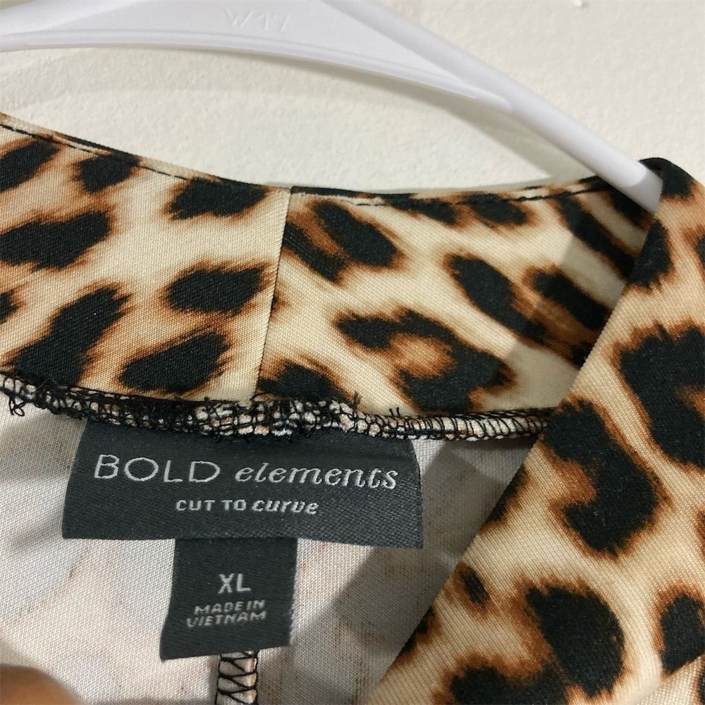 Bold Elements Leopard Print Cutout Dress XL Asymmetric Long Sleeve - Picture 6 of 10